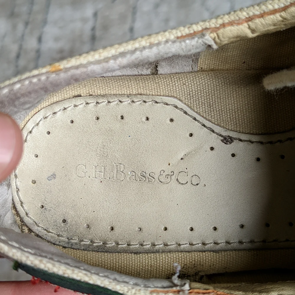 GH Bass & Co beige textile upper oxford shoes size 8.5 - Picture 12 of 15